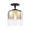 Designers Fountain Gatsby 8.5 in. 1-Light Matte Black Mid-Century Modern Semi Flush Mount with Gold Ombre Shade D306M-SF-MB - alternate 1